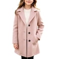 thumbnail image 5 of VEKDONE Girls Wool Blend Peacoat Single Breasted Lapel Mid Long Trench Coat with Pockets Kids Casual Warm Winter Overcoat Pink,4-5Years, 5 of 9
