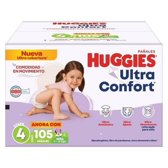 Pañales Huggies Ultraconfort Etapa 4 Niña 105 Piezas