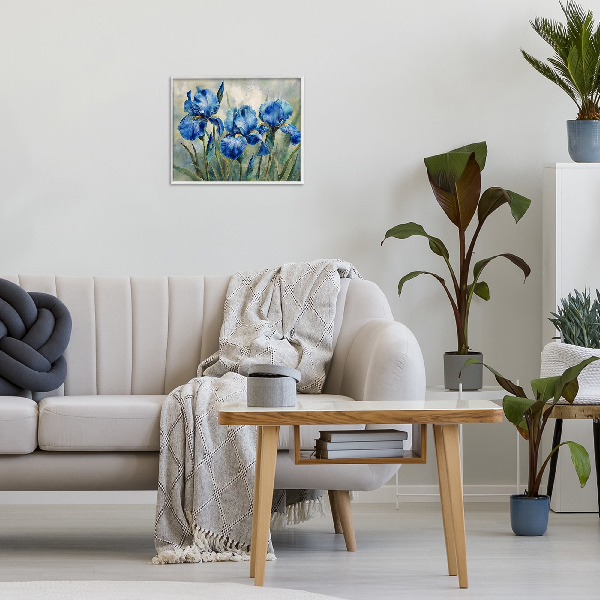 Stupell Industries Drawn Blue Iris Flowers White Framed Giclee Art, design by Franklyn Gregory