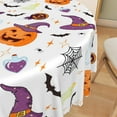 thumbnail image 4 of Nanqianyi Halloween Tablecloth 70×70 Inch Round, Orange Pumpkin Table Cloth for Party Decoration, Bat Cartoon Themed Waterproof Table Cover for Dinner Decor, 4 of 10