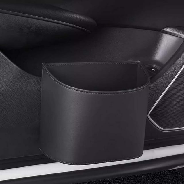 Leather Car Door Cup Holders Hanging Leather Car Trash Bin Storage Box Multifunctional Car Door Side Storage Box