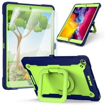 iPad 10.2-inch 2020/2019 Case with Soft Screen Protector, Dteck 3 in 1 Hybrid Rugged Shockproof Handle Kickstand Case with Shoulder Strap for iPad 8th Gen/iPad 7th Gen,Navy Green