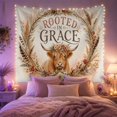 thumbnail image 2 of Highland Cow in Botanical Wreath with Inspirational Text, Boho Style for Farmhouse Decor Lovers, Bohemian Wall Art, Back to School Gift, Tapestry Wall Hanging for Bedroom, Living Room and Dorm, 2 of 7