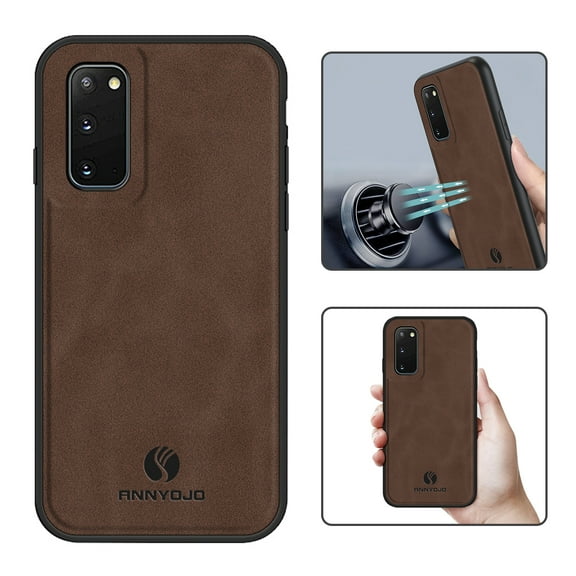 Nalacover Case for Samsung S20,Slim Luxury Premium PU Leather Non-Slip Grip Shockproof Bumper Anti-Scratch [ with Tempered Glass Screen Protector ] Cases for Samsung Galaxy S20, Brown