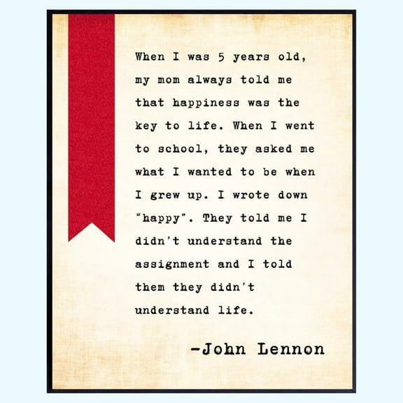 John Lennon Quote Wall Art – Inspirational Music Decor for Bedroom or Office, Gift for Dreamers and Beatles Fans