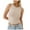 Beige, variant on Women Sleeveless Crewneck Cropped Tank Top Nylon Spandex Summer Casual Basic Teen Girls Going Out Top