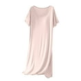 thumbnail image 2 of Bnwani Long Nightgowns for Women Summer Silk Mid-Calf Homewear Solid Pink Size Free Size, 2 of 5