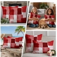 thumbnail image 5 of Red Geometric Outdoor Waterproof Pillow Covers, Watercolor Ombre Modern Abstract Art Decorative Square Throw Pillowcase Sofa Cushion Sham for Patio/Couch/Chair, 16"x16" 2 Pack, 5 of 8