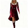 thumbnail image 2 of Stamzod Christmas Wedding Guest Dresses for Women V Neck Long Sleeve Holiday Velvet Dress 2025 Xmas Party Dresses for Women Wine XL, 2 of 7