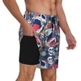 thumbnail image 2 of Yiaed cool rock Skull Print Mens Swim Trunks Bathing Suit Compression Liner Beach Swim Shorts Swimwear Quick Dry Zipper Pocket No-Chafing Board Short-X-Large, 2 of 6