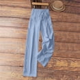 thumbnail image 7 of Outfmvch linen pants women Plus Size Pant Beach Pants for Women 2026 Summer Gauze Pants Women Flowy Pants Gauchos for Women Straight Leg Lounge High Waisted Wide Leg Beach Trousers Blue M, 7 of 7