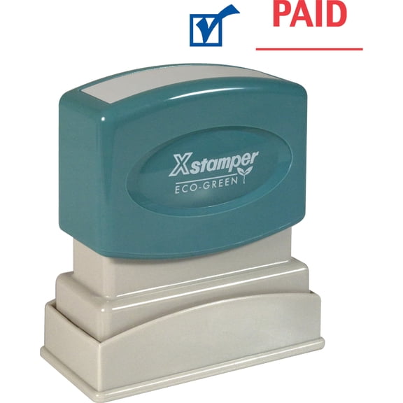 Xstamper, XST2024, Red/Blue PAID Title Stamp, 1 Each