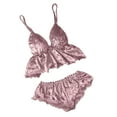thumbnail image 1 of Mashaouyo 2025 Intimes Femmes Pyjama en Velours Col en V Ensemble Short Nœud Papillon, 1 of 3