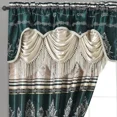 thumbnail image 3 of HunterLuxury Jacquard Farmhouse Rod Pocket Window Panel Attached Valance 2 Tie Backs Curtain Set (2 Panels), 3 of 4