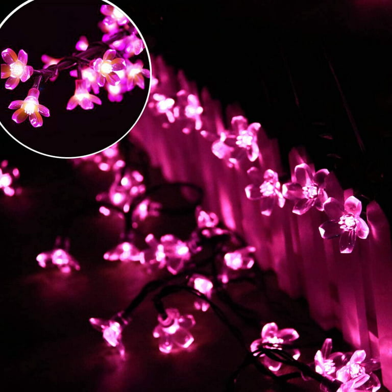 QiShi Garden Solar String Lights, 22.96ft 50 LED Solar Fairy Blossom Flower  for Indoor, Outdoor, Patio, Lawn, Garden, Christmas, and Holiday Festivals