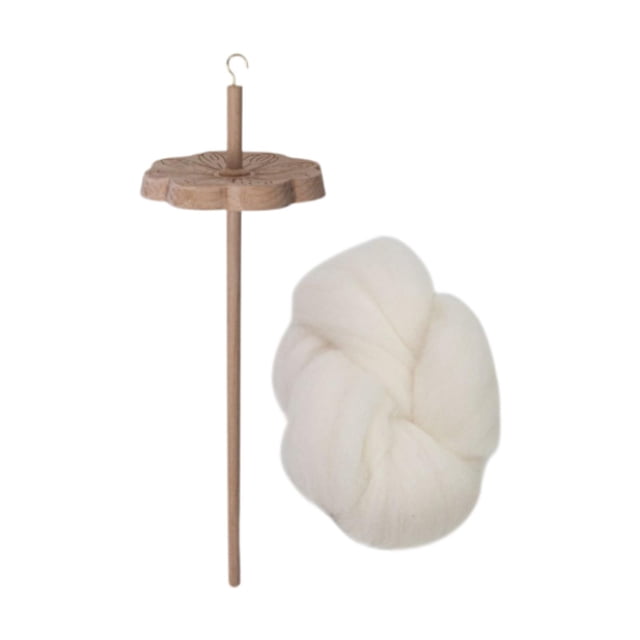 Rueda de hilado de estilo retro, herramienta de artesanía, multifunción, portátil, de madera 1 huso con lana