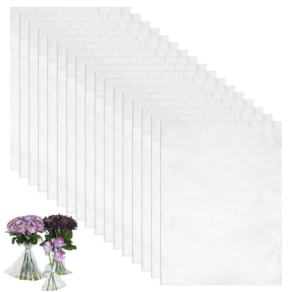 100Pcs Clear Florist Supplies Water Retainer Bags Plastic Flower Bouquet Bags for Flower Bouquet Wrapping Transparent Flower Bouquet Sleeve Packaging Bags for Fresh Cut Flower Bouquets for DIY