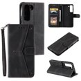 thumbnail image 1 of PU Leather Wallet Case for Samsung Galaxy S22 Plus, Detachable Wrist Hand Strap Magnetic Clasp Flip Folio Cover with Card Slots Cash Holder Kickstand Soft Silicone Shockproof Anti-Scratches Case,Black, 1 of 6