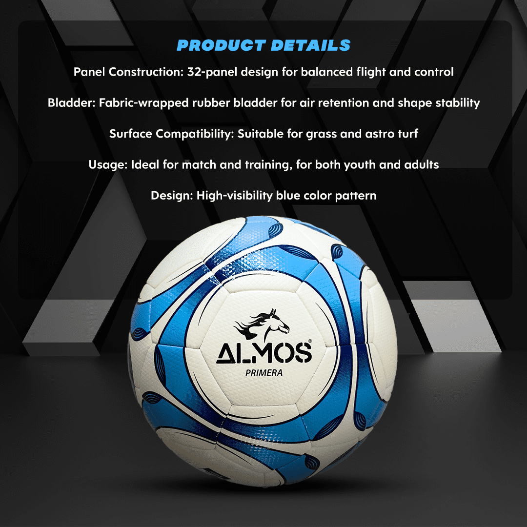 Almos Primera Soccer Ball, for Outdoor Soccer - Blue, Size 5