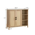 thumbnail image 5 of Mid-Century Modern Storage Cabinet With Woven Rattan Doors Natural Finish Adjustable Shelves, 5 of 7