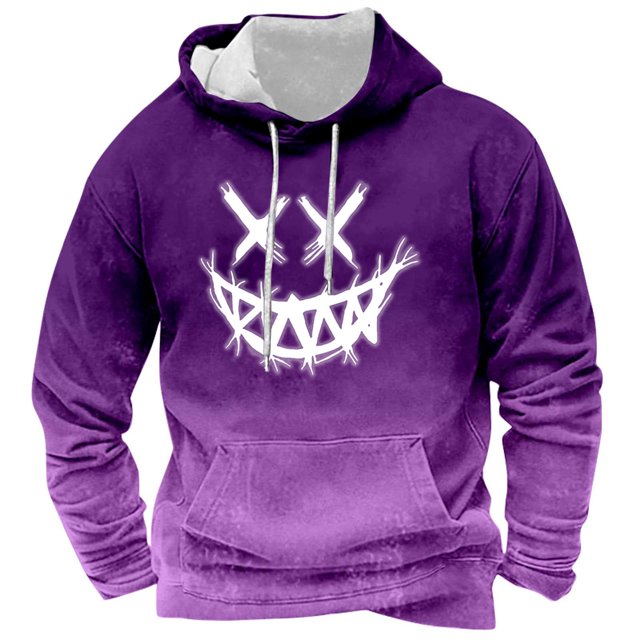 VBARHMQRT Vintage Sweatshirt Male Gradient Hooded Long Sleeve Sweatshirt Athleisure Sweatshirt
