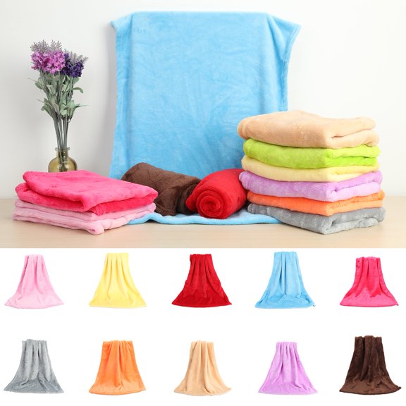 Walbest Home Super Soft Warm Thickened Plush Flannel Blanket Bed Sofa Throw Rug for Bedding Solid Color