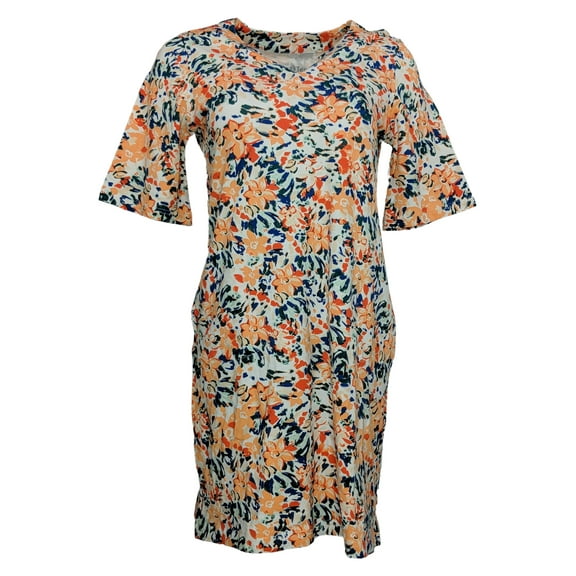 Hang Ten Women's Dresses Sz XS Floral Print t-Shirt Dress White