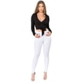 thumbnail image 4 of Women's Plunge Neck Wrap Tie Athleisure Crop Top, Black, M, 4 of 4