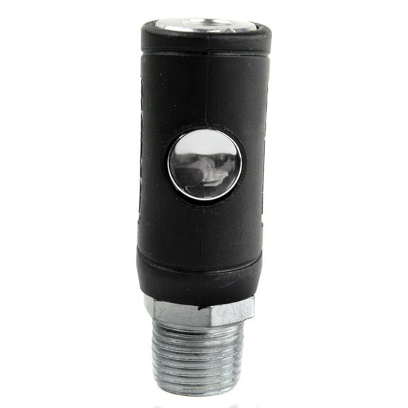 Industrial Style Safety Air Plug Coupler 1/4" Body 1/2" MNPT Push Button Release