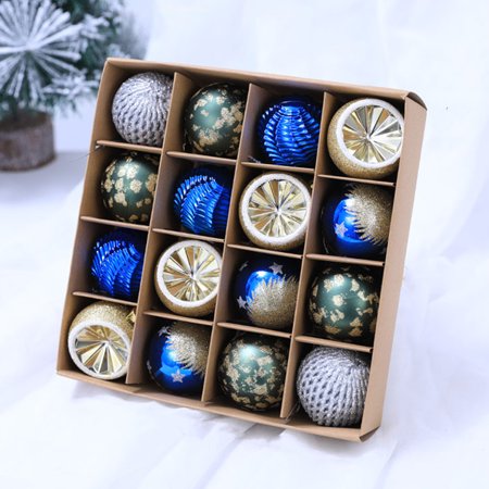 

16PCS Christmas Hanging Ball with Colored Drawing Small Shatterproof Balls Pendant Ideal Gifts for Home Decoration C