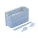 thumbnail image 2 of Lonchera Bento apilable para adultos | Recipiente para preparar comidas con 3 compartimentos y juego de utensilios | Plástico resistente a fugas | Apto para microondas y lavavajillas | Beige, rosa,, 2 of 9