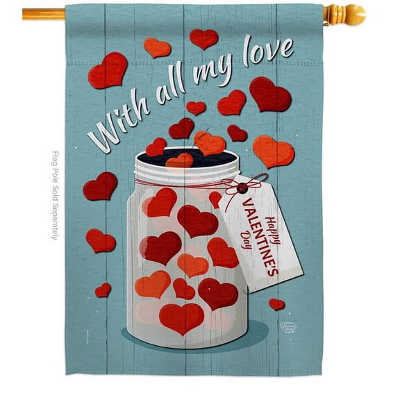 Ornament Collection H192413-BO 28 x 40 in. With All My Love House Flag with Spring Valentines Double-Sided Decorative Vertical Decoration Banner Garden Yard Gift