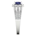 thumbnail image 3 of 1.76ct Round Cut Blue Sapphire 18k White Gold Engraving Statement Bridal Wedding Halo Designer Ring Size 6, 3 of 5