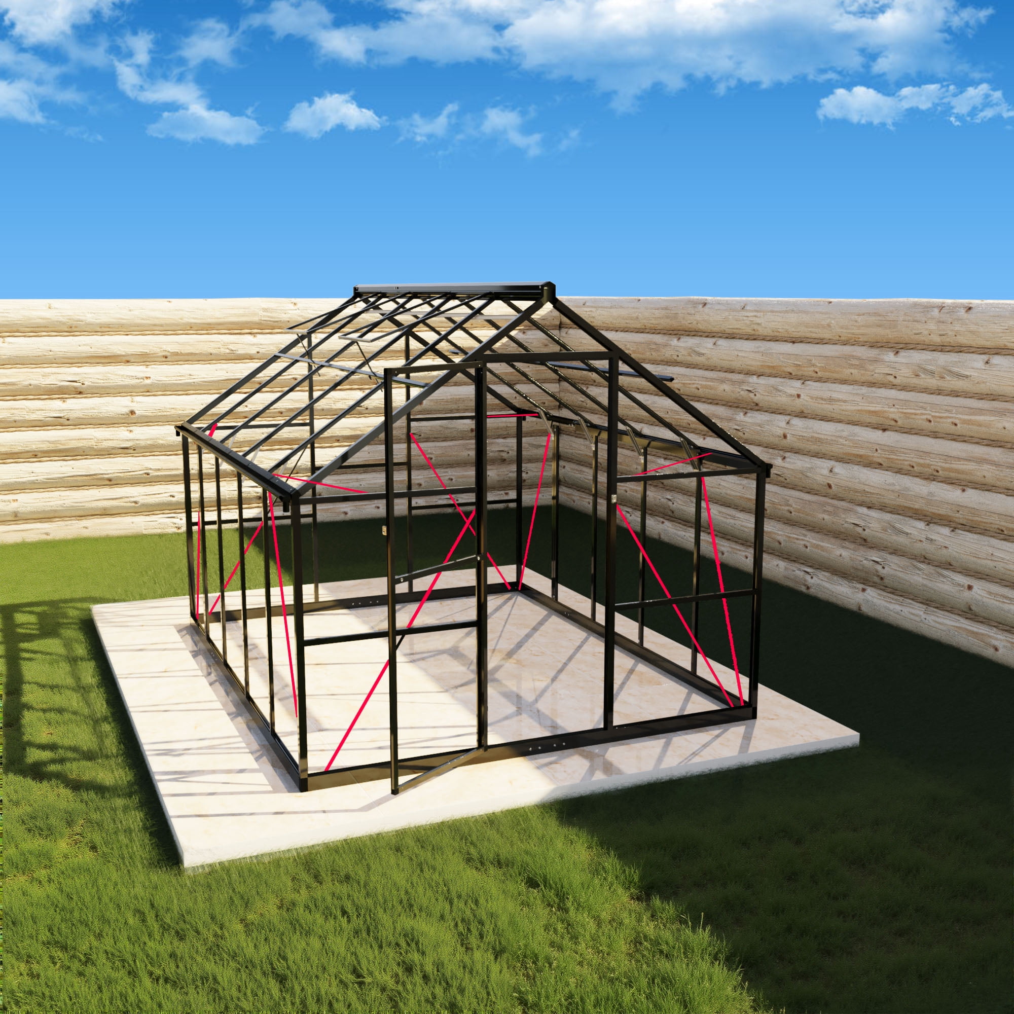 EASYHAWK 8x10 FT Greenhouse for Outdoors, Polycarbonate Green House with Quick Setup Structure and Roof Vent, Aluminum Large Walk-in Greenhouse for Outside Garden Backyard, Black