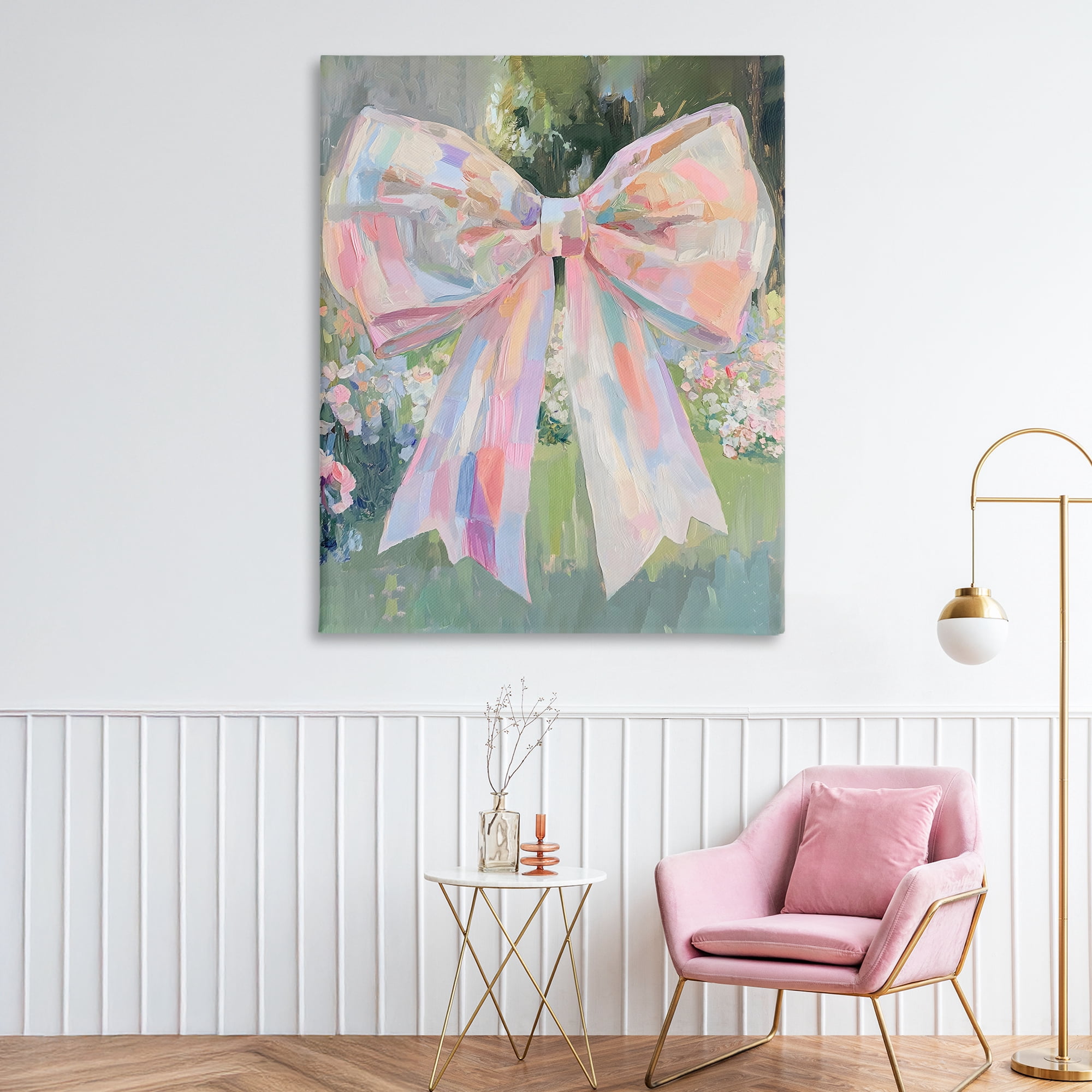 Stupell Industries Iridescent Pink Bow in Garden Canvas Wall Art, design by The Prints Vibe