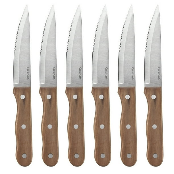 Cuisinart 6 Piece Triple Rivet Walnut Steak Knife Set, Wood Walmart