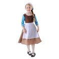 thumbnail image 4 of Virmaxy Halloween Dress Country Peasant Costume 3/4 Sleeve A-Line with Apron and Headscarf for Fall Party Sizes, 5-12Y, Coffee, 4 of 9