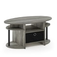 thumbnail image 5 of Furinno Jaya Oval Modern Grey Coffee Table with Side Shelves and Storage Bin, Side Table with Shelf, for Living Room, Bedroom, Home Office, Grey Oak, 5 of 6