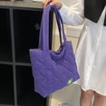 thumbnail image 4 of Bolso Mujer Bolso Acolchado De Diamantes Bolso De Compras De Invierno Versátil De Moda Púrpura, 4 of 8