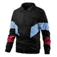 thumbnail image 4 of TAIAOJING Men's Jackets-Windproof Bomber Jacket Autumn Casual Loose Stitching Hooded Waterproof Breathable Flight Suit Thin Coat Top Blouse, 4 of 5