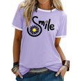 thumbnail image 4 of Women’s Graphic Print Tee Casual Short Sleeve T Shirt Funny Letter Printed T Shirts Summer Short Sleeve T-Shirt with Trendy Design for Daily Wear(Purple3,M), 4 of 5
