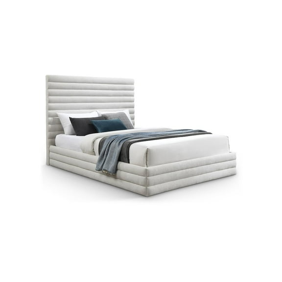 Meridian Furniture Maxwell Cream Linen Textured Fabric Full Bed