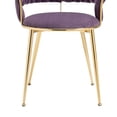 thumbnail image 5 of Woven Dining Chairs Set of 2, Velvet Upholstered Dining Chairs with Gold Metal Legs, Modern Accent Chairs for Living Room, Dining Room, Kitchen (Purple), 5 of 7