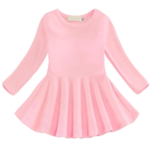 FDDMis Vintage Dress Christmas Dress Toddler Fall Dresses Long Sleeve Velvet Dress White Midi Dress Red Cocktail Dress Birthday Outfit, Pink 12-18 Months