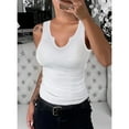 thumbnail image 5 of Vafful Women Tank Tops V Neck Summer Slim Slim Stretch Workout Sleeveless Tops Ribbed Racerback Blouses White Medium, 5 of 7