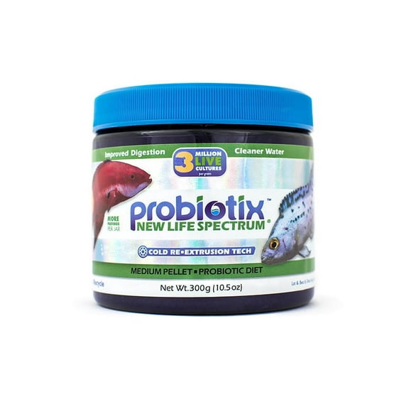 New Life Spectrum Probiotix Medium Fish Food Pellets for Enhanced Digestion, 300 g