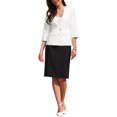thumbnail image 2 of INSPIRE CHIC Women's V Neck Blazer Business Collarless Work 3/4 Sleeve 1 Button Suit S White, 2 of 5
