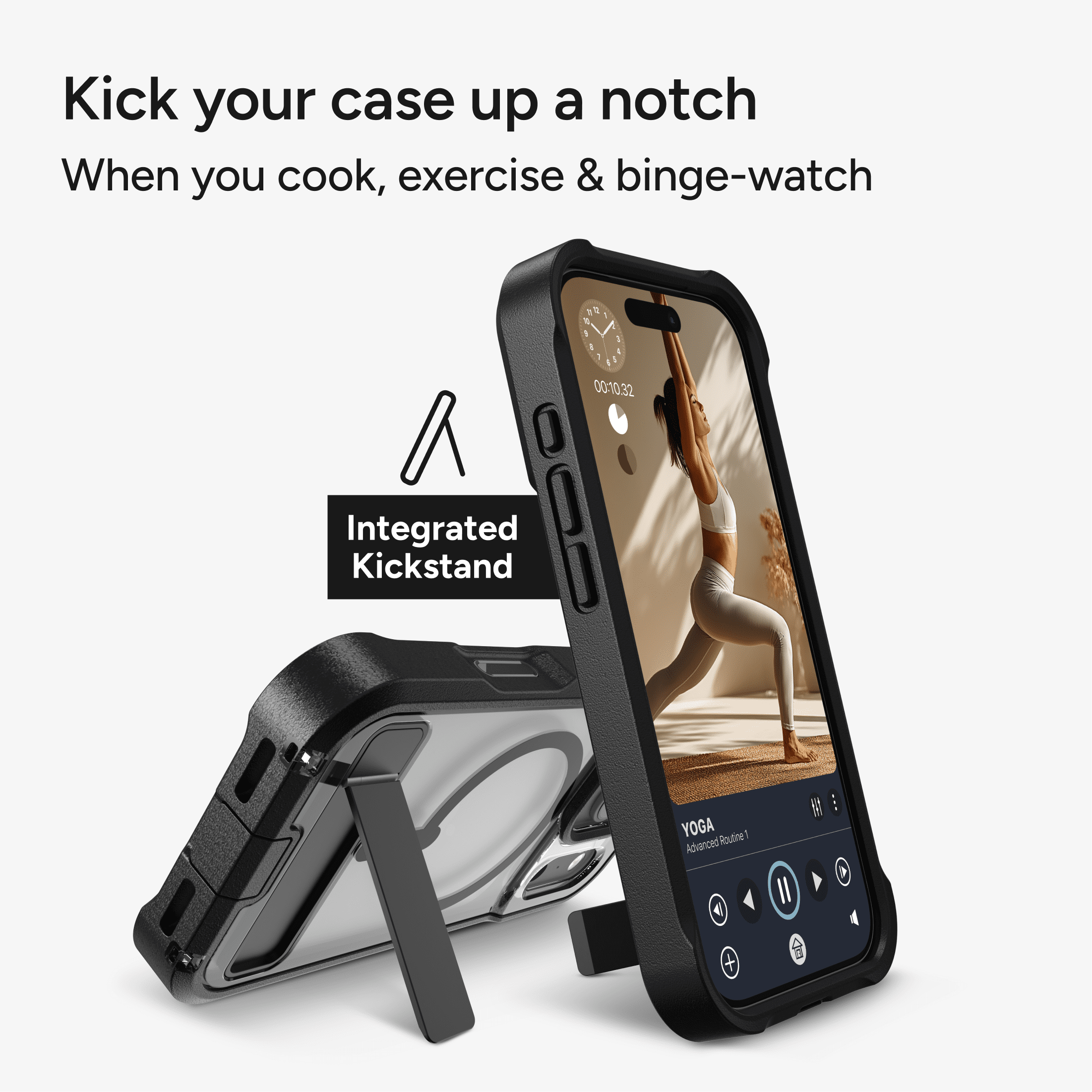 ZAGG Rugged Case - Apple iPhone 18 Pro & 17 Pro Case with MagSafe and Built-In Kickstand – Clear/Black