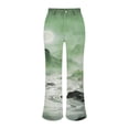 thumbnail image 4 of Endives Wide Leg Pants for Woman Landscape Painting Printed Elastic High Waist Pants Lightweight Casual Pant Spring Trendy Mint Green, 4 of 7