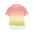 thumbnail image 4 of AJTQTH Girls Tops Kids Summer Gradient Printed Cute Lace Patchwork Tees Short-Sleeved Crewneck Tshirts Blouses Shirts for Summer Casual Party Holiday Beach Clothes Multicolor#01 5 Years, 4 of 4